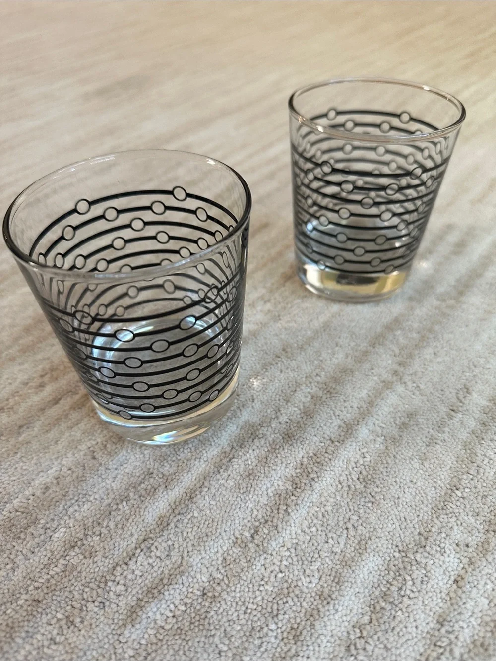 Set of 2 IKEA Space Age Lowball Tumblers Black and White Abstract Pattern 8 Oz